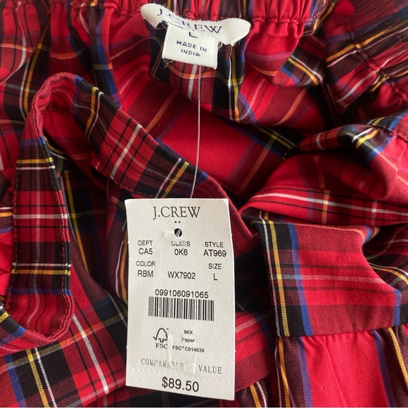J. Crew NWT Red Black Tartan Plaid 3 Tiered Ruffle Midi Skirt size Large - Picture 10 of 15